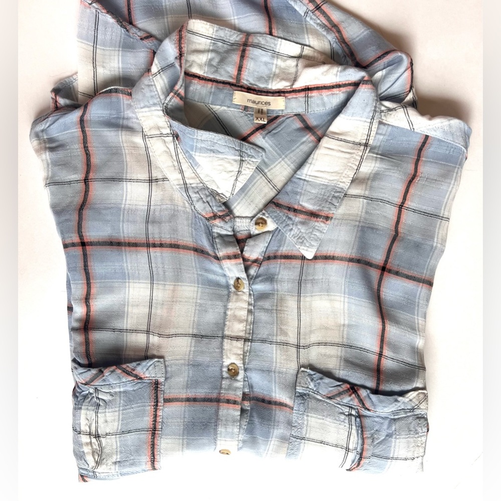 Oversized Button Down Plaid Shirt